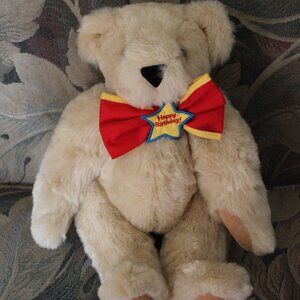 Vermont Teddy Bear Co. Birthday Bear Posable With Bow Celebration Bear GUC